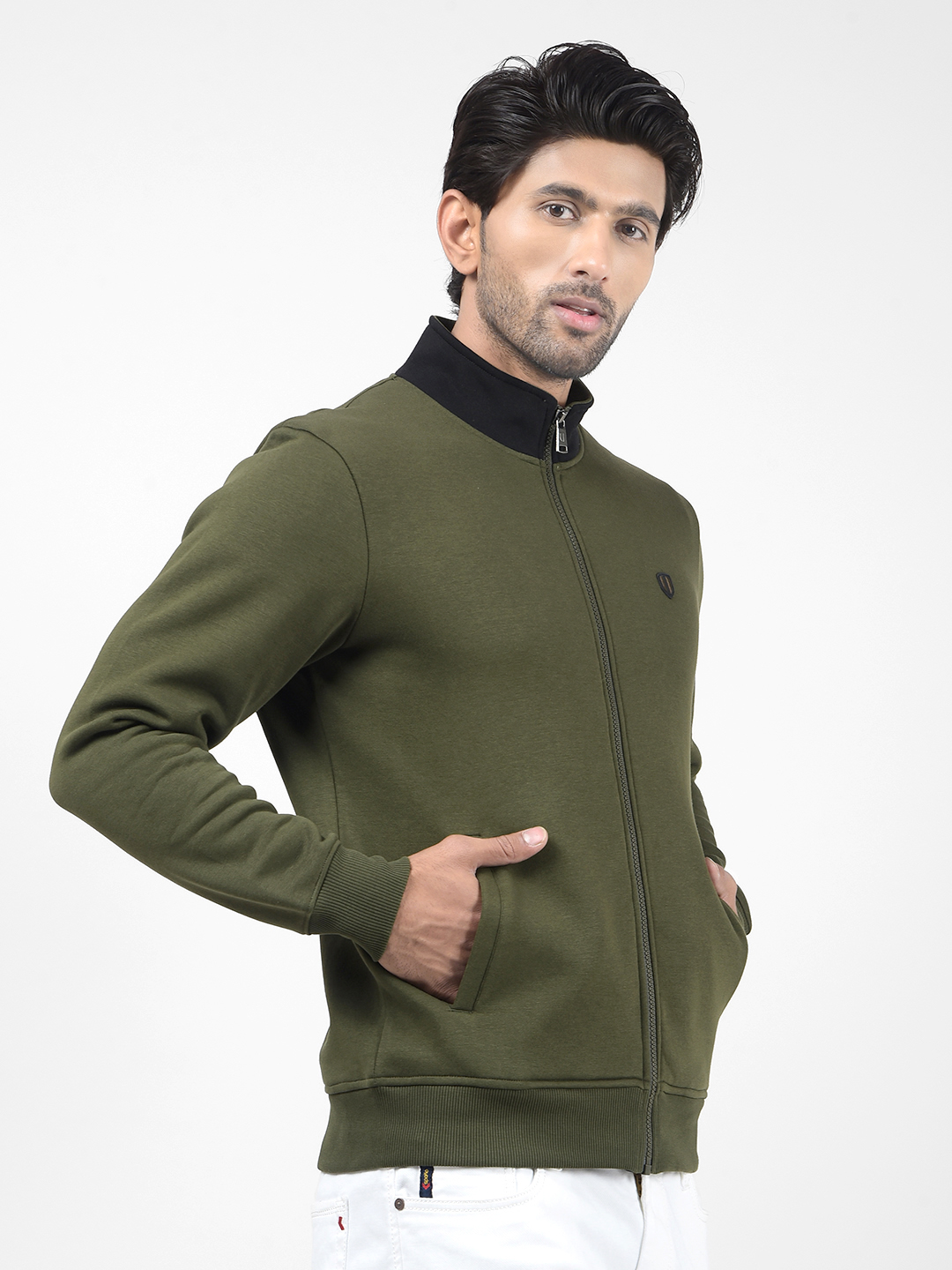 Numero Uno Men Color Block Green Sweat Shirt